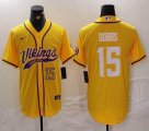 Nike Minnesota Vikings #15 Dallas Turner yellow baseball jersey Joint Name 01