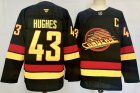 Vancouver Canucks #43 Quinn Hughes black yellow red hockey jersey-PD