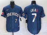 2023 World Cup Mexico #7 Julio Urias blue majestic baseball jerseys 34