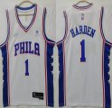 Philadelphia 76ers #1 James Harden white NBA Basketball jerseys with 75th-S8