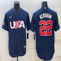 2023 World Cup #22 Clayton Kershaw blue USA majestic baseball jerseys 06