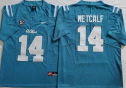 Ole Miss Rebels #14 DK Metcalf blue college football jerseys