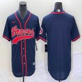 Nike Atlanta Braves blank blue majestic baseball MLB Jerseys Joint name -BD 02