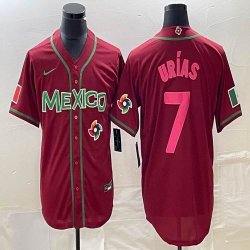 2023 World Cup Mexico #7 Julio Urias red majestic baseball jerseys 118