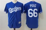 2017 Los Angeles Dodger 66 Yasiel Puig blue majestic baseball jersey