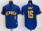 Jordan Logo Denver Nuggets #15 Nikola Jokic blue red nba basketball jersey Joint name-BD