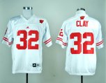 Adidas Wisconsin Badgers John Clay 32 White College Football Jersey