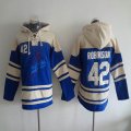 Los Angeles Dodgers 42 Jackie Robinson beige blue baseball Hooded Sweatshirt