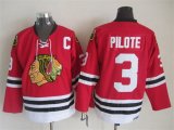 Reebok Chicago Blackhawks #3 Pierre Pilote Red NHL Jerseys C patch