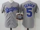 Los Angeles Dodgers #5 Corey Seager gray majestic Baseball jersey 2020 World Series