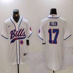 Buffalo Bills 17# Josh Allen white nike baseball jerseys Joint name-BD 01