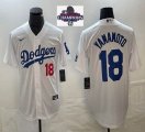 2024 World Series Champions Nike Los Angeles Dodgers #18 Yoshinobu Yamamoto white majestic baseball jerseys