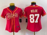 Youth Nike Kansas City Chiefs #87 Travis Kelce red baseball jerseys Joint name-BD