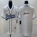 Nike Los Angeles Dodgers blank white majesitc baseball MLB jersey big logo-BD