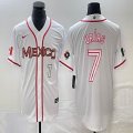 2023 World Cup Mexico #7 Julio Urias white majestic baseball jerseys 48