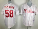 Philadelphia Phillies #58 Jonathan Papelbon Red Strip MLB Jerseys