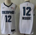 Nike Memphis Grizzlies #12 Ja Morant white nba basketball jersey-S8