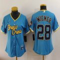 Women Nike Milwaukee Brewers #28 Wiemer skyblue majestic baseball Jersey city version