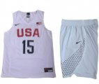 USA National Team Jerseys Carmelo Anthony #15 white 2016 USA Basketball NBA suits