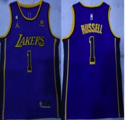 Jordan logo NBA Los Angeles Lakers #1 D\'Angelo Russel purple nba basketball Jersey