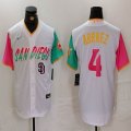 Nike San Diego Padres #4 Luis Arraez white pink green majestic mlb Jerseys city version 01