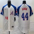 Nike Atlanta Braves #44 Hank Aaron white blue Flexbase Authentic Collection Jersey-BD