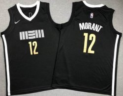 Youth Nike Memphis Grizzlies 12 Ja Morant black nba basketball jerseys city version-XD