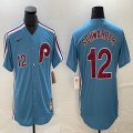 Nike Philadelphia Phillies #12 Schwarber skyblue majestic baseball jersey-BD