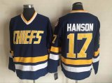 Hanson Brothers Charlestown Chiefs #17 blue hockey jersey