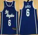 Nike Los Angeles Lakers #6 Lebron James blue basketball jerseys-XD