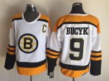 Boston Bruins #9 Johnny Bucyk white CCM nhl hockey jersey C patch