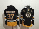 2017 Boston Bruins #37 Patrice Bergeron yellow black NHL hooded sweatshirt