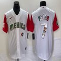 2023 World Cup Mexico #7 Julio Urias white red majestic baseball jerseys 28