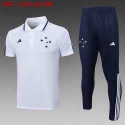 2023-2024 Cruzeiro white blue Polo Soccer uniforms with Long Trousers -C1033