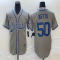 Nike Los Angeles Dodgers #50 Mookie Betts gray majestic baseball Jerseys Joint name -BD