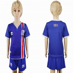 2016 Iceland team blue kid soccer jerseys home