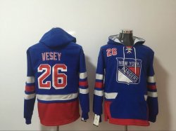 2017 New York Rangers #26 Jimmy Vesey blue ice hockey Hooded Sweatshirt