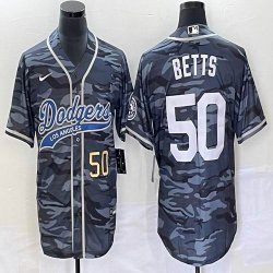 Nike Los Angeles Dodgers #50 Mookie Betts gray camo majestic baseball Jerseys Joint name -BD 03