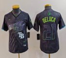 Youth Nike Tampa Bay Rays #21 Jonny DeLuca black majestic baseball jersey city version 01