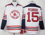 Boston Red Sox Dustin Pedroia 15# white long sleeves baseball jersey