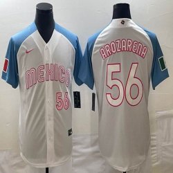 2023 World Cup Mexico #56 Randy Arozarena white skyblue majestic baseball jerseys 32