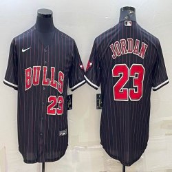 Nike Chicago Bulls #23 Michael Jordan black NBA basketball Jersey with shorts sleeves-BD