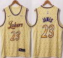 Nike Los Angeles Lakers #23 LeBron James yellow NBA basketball jerseys-XD