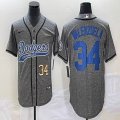 Nike Los Angeles Dodgers #34 Fernando Valenzuela Hemp grey majestic baseball jerseys Joint name -BD