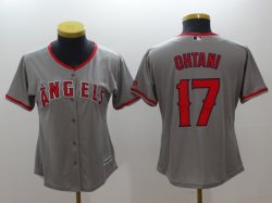 Women Los Angeles Angels #17 Shohei Ohtani gray majestic baseball jersey