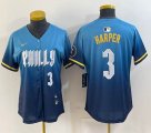 Women Nike Philadelphia Phillies #3 Bryce Harper blue majestic baseball jersey city version-BD 03