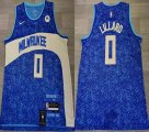 Nike Milwaukee Bucks #0 Damian Lillard blue nba basketball Jerseys city version -HL