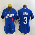 Women Nike Los Angeles Dodgers #3 Chris Taylor blue majestic baseball jerseys city version