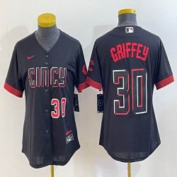 Women Nike Cincinnati Reds #30 Ken Griffey Jr. black majestic baseball jerseys 02