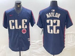 Nike Cleveland Indians #22 Josh Naylor blue majestic baseball jersey -BD 06